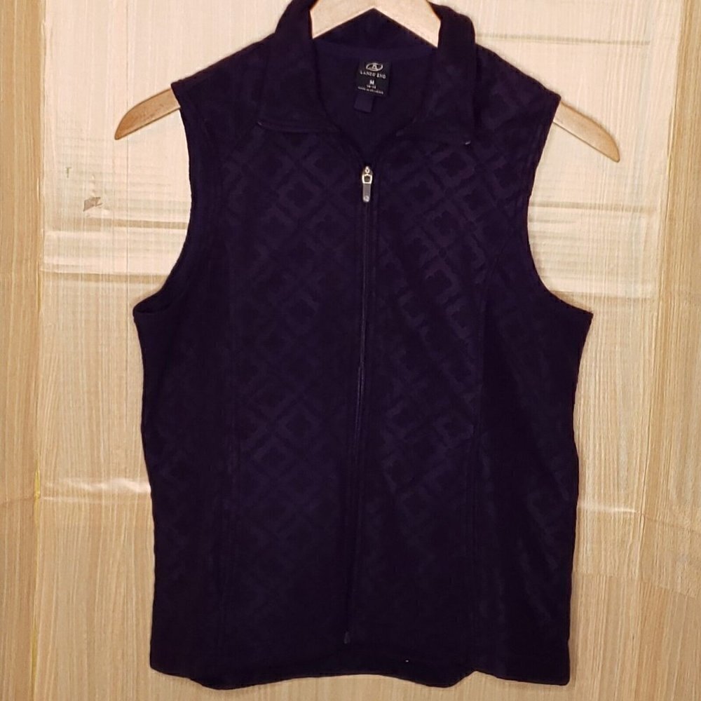 Lands End Womens Purple Fleece Full Zip Vest Medium